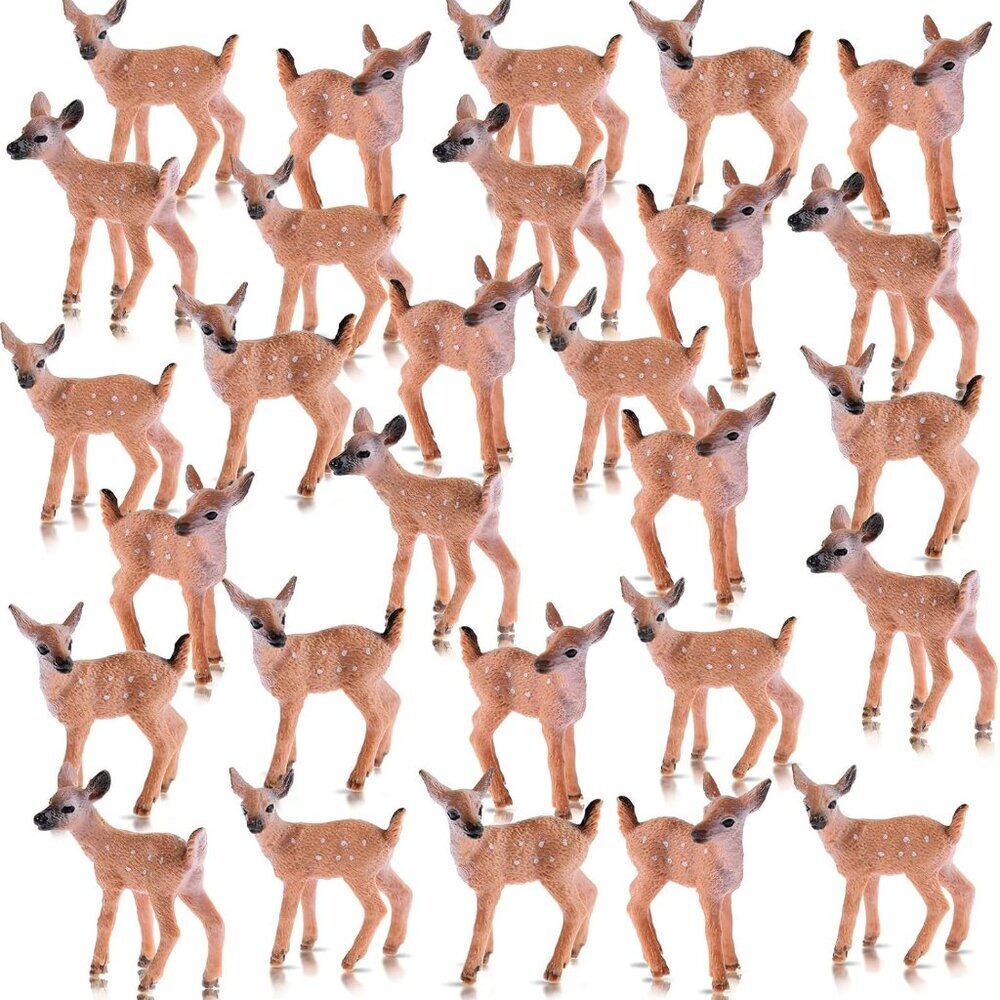 14 Pieces Miniature Deer Figurines for Crafts Deer Cake Toppers Mini Figurines T